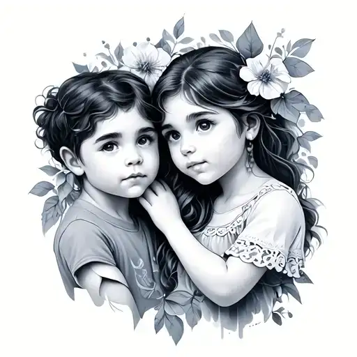 Mother And Two Sons tattoo design idea