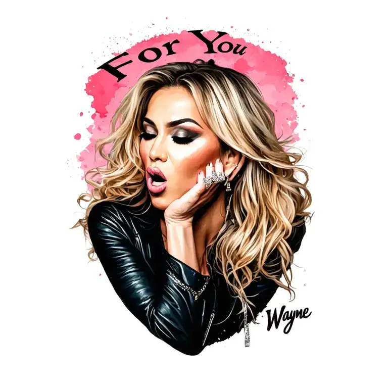 "For you Wayne" britney spears blowing kiss tattoo design idea