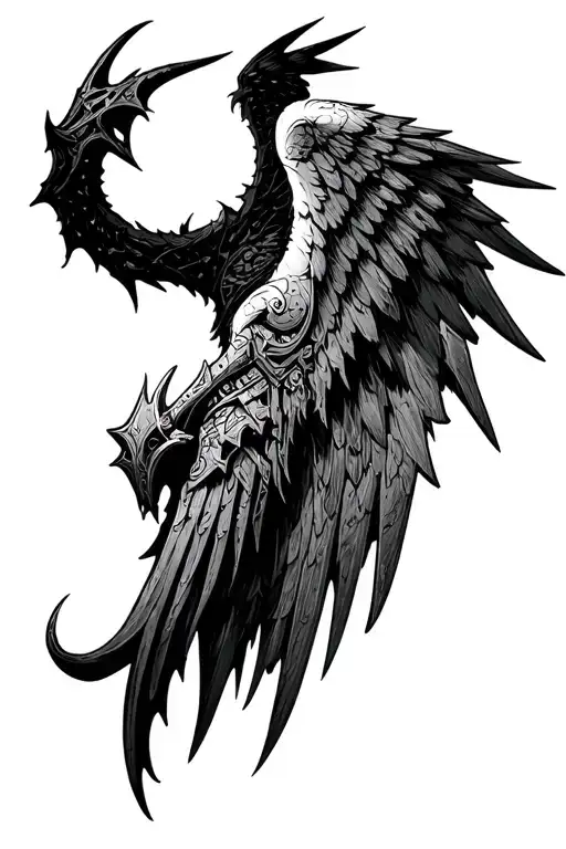 Wing Demon Wing with Warhammer 40k Angel Knight style tattoo design idea
