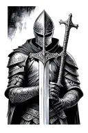 knight with sword tattoo design idea