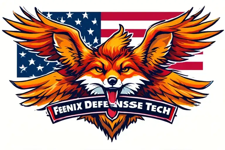 "Fenix Defense Tech" "Fenix Defense Tech" Phoenix with the head of a Fox. American flag in the background. tattoo design idea