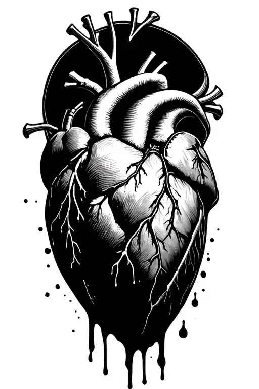 anatomic bleeding heart space theme tattoo design idea