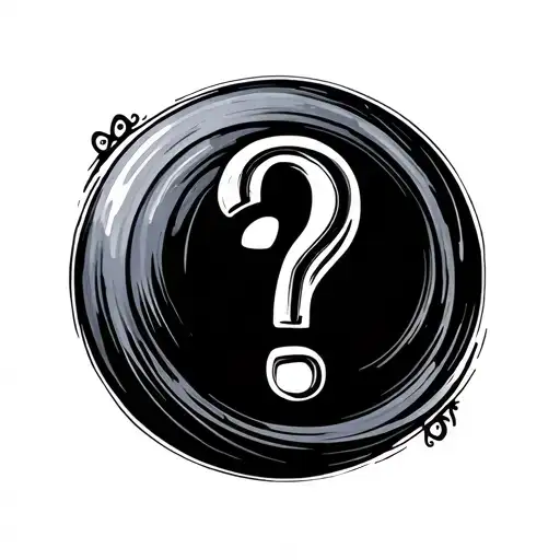 question mark orbiting tattoo design idea