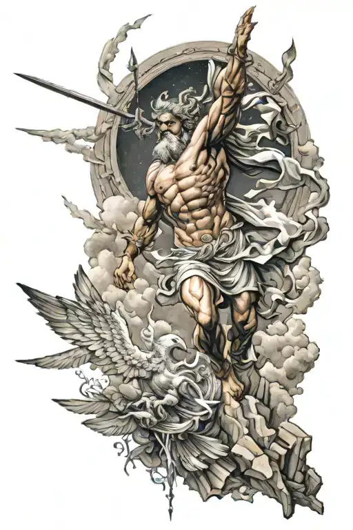 Greek mythology, atlas, Icarus falling, Zeus lightning, Poseidon trident  tattoo design idea
