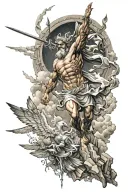 Greek mythology, atlas, Icarus falling, Zeus lightning, Poseidon trident  tattoo design idea