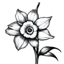 daffodil flower with long stem gothic style tattoo design idea