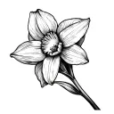 daffodil flower with long stem gothic style tattoo design idea