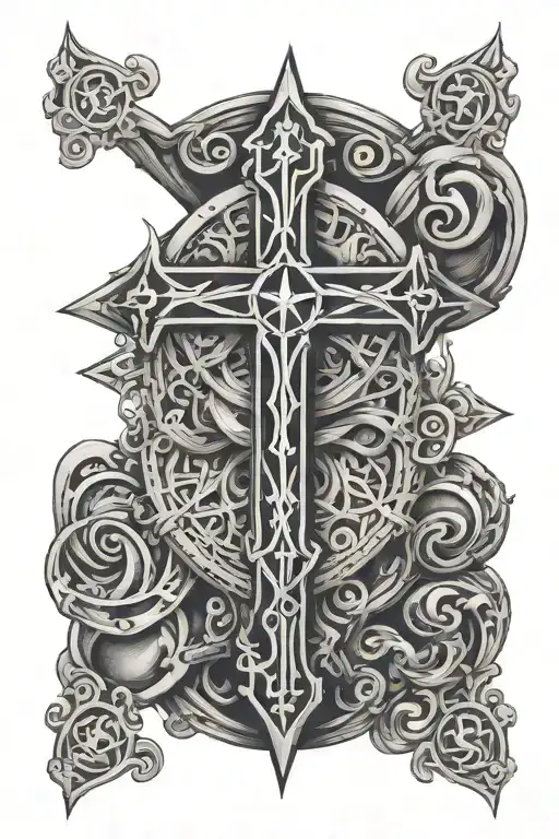 inverted cross with a pentagram in the middle for the hand and wrist tattoo design idea
