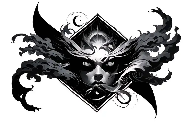 arcane tattoo inspired by jinx'x clouds and VI's Gear's tattoo design idea