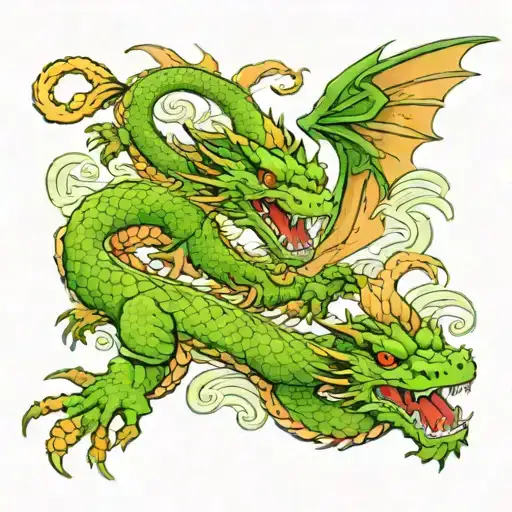 green earth dragon flying tattoo design idea