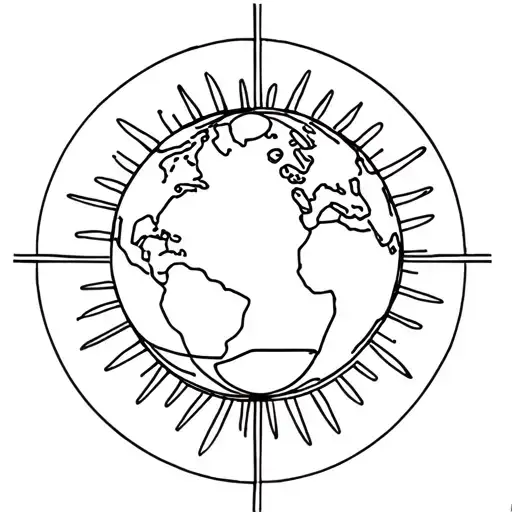 earth globe surrounded with a sun and a moon surrounded tattoo design idea
