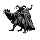 krampus in cloak Full body standing tattoo design idea