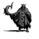 krampus in cloak Full body standing tattoo design idea