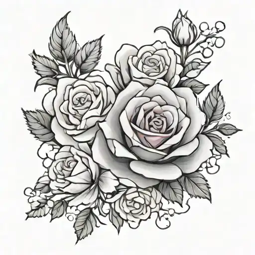pink rose and white daisy chain tattoo design idea