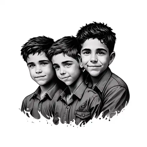 represents 4 sons together tattoo design idea