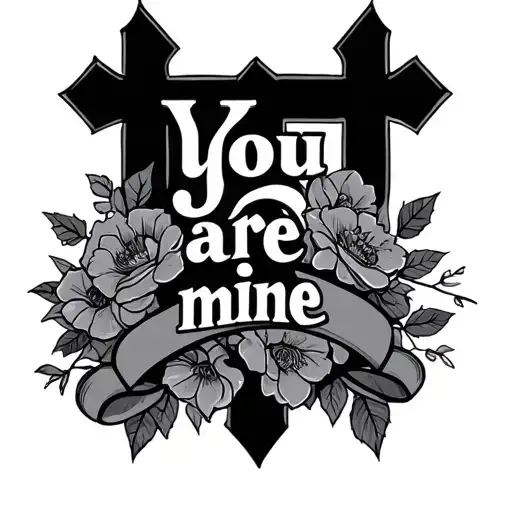 "You are mine " cross tattoo featuring tattoo design idea