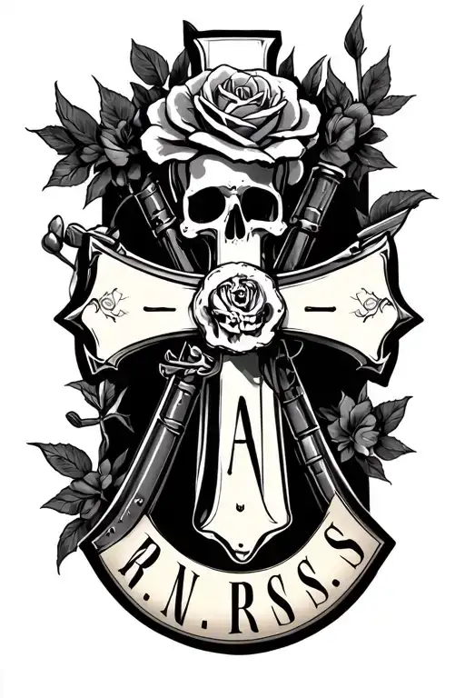 guns n Roses cross tattoo design idea