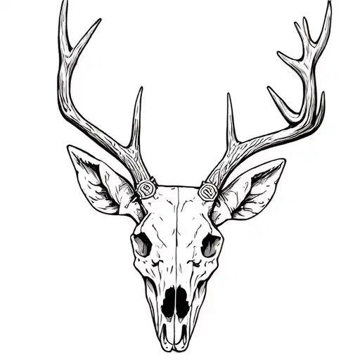 Mexican hunter deer skull wearing tattoo design idea