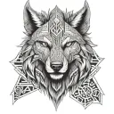 viking wolf standing tattoo design idea