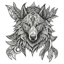 viking wolf standing tattoo design idea
