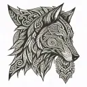 viking wolf standing tattoo design idea