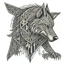 viking wolf standing tattoo design idea