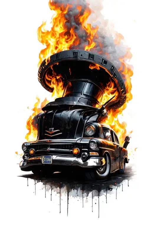 FIRE BY CARS tattoo design idea