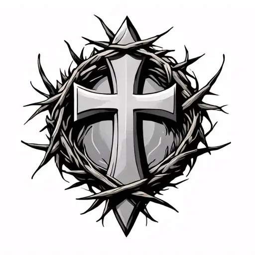 Nordic Cross with crown of thorns tattoo design idea