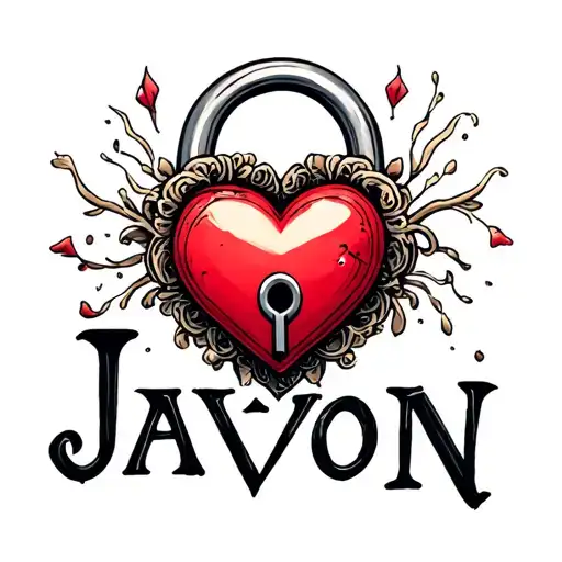"Javon" heart shaped lock tattoo design idea