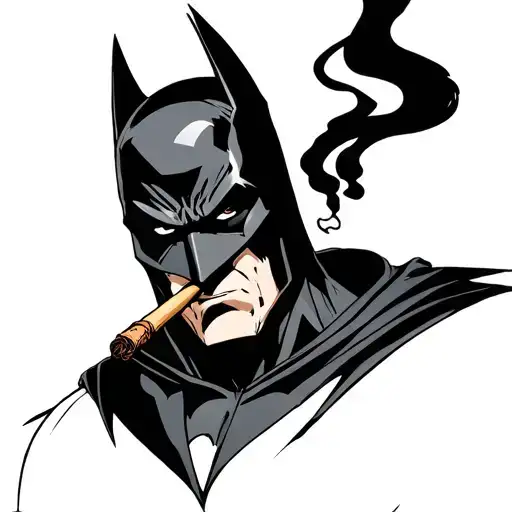 batman smoking blunt tattoo design idea