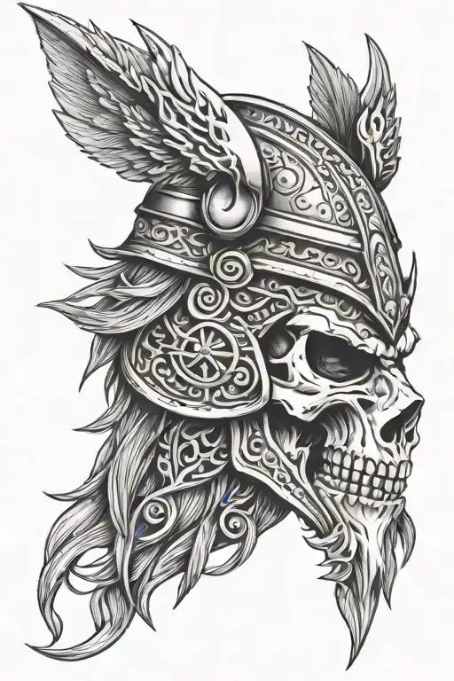 skull wolf Viking warrior tattoo design idea