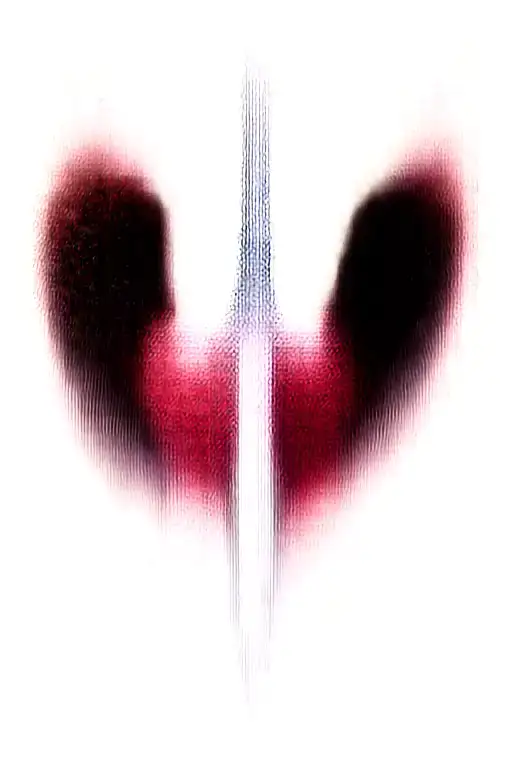 angel wings behind a sword, roses tattoo design idea