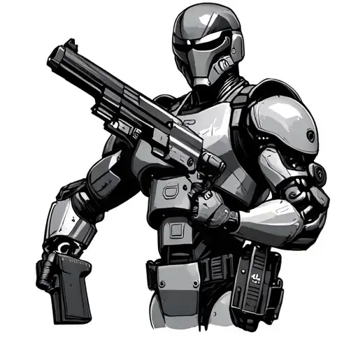 Robocop gun and leg holster tattoo design idea
