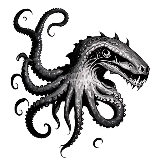 kraken sea monster tattoo design idea