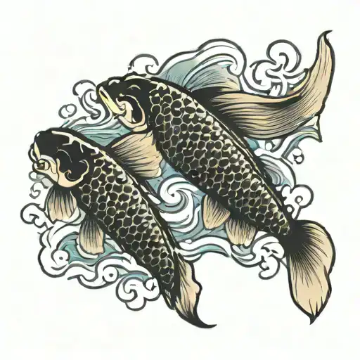 koi fish jumping tattoo design idea