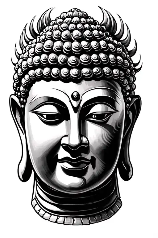 half face buddha tattoo design idea