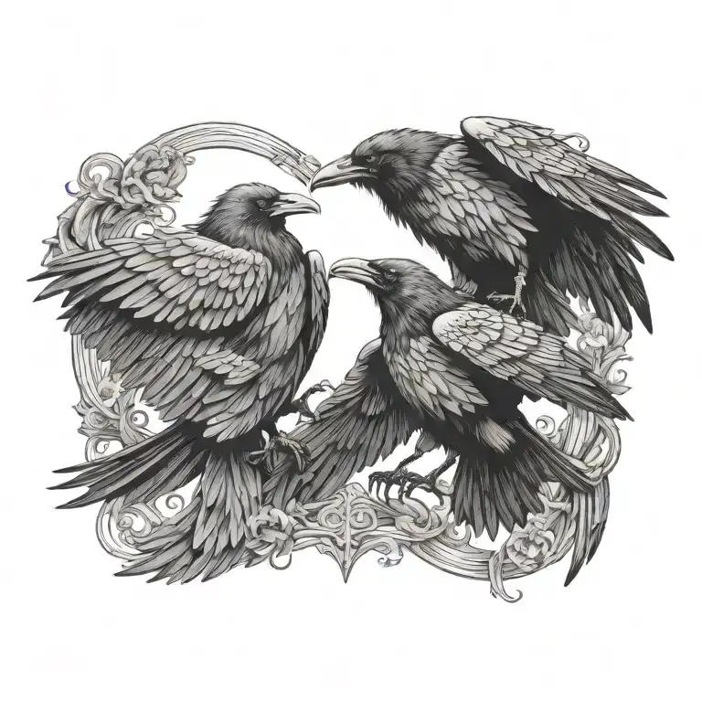 hugin and munin raven flying chest tattoo tattoo design idea