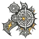 Creating a tattoo design that combines elements from the Borderlands game logo, the World of Warcraft Horde symbol, the  tattoo design idea