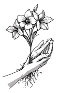 freesia flower growing with roots Coming from holding hands holding and unconditional love symbol tattoo design idea