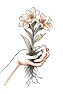 freesia flower growing with roots Coming from holding hands holding and unconditional love symbol tattoo design idea