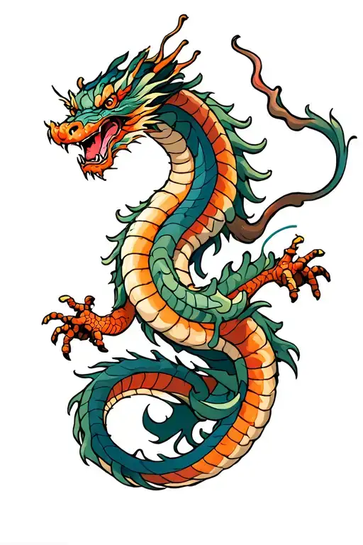 Japanese dragon wrapped around arm tattoo design idea