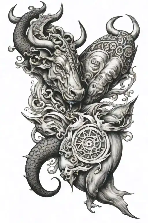 taurus and pisces tattoo design idea