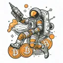spaceman Bitcoin Orange pill tattoo design idea