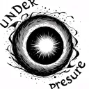 A Black Hole with text around it  that says "under pressure"  tattoo design idea