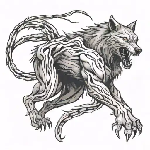 Wolf chaning into venom marvel tattoo design idea