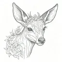 sad face baby deer bambi tattoo fine lines gothic asymmetric stencil tattoo design idea