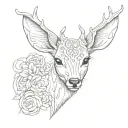 sad face baby deer bambi tattoo fine lines gothic asymmetric stencil tattoo design idea