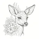 sad face baby deer bambi tattoo fine lines gothic asymmetric stencil tattoo design idea