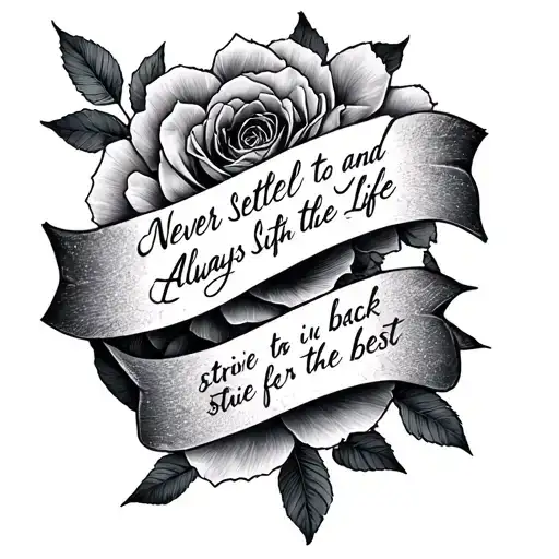 draw me a relastic sleeve tattoo with meaning to never settle in life and always strive for the best tattoo design idea