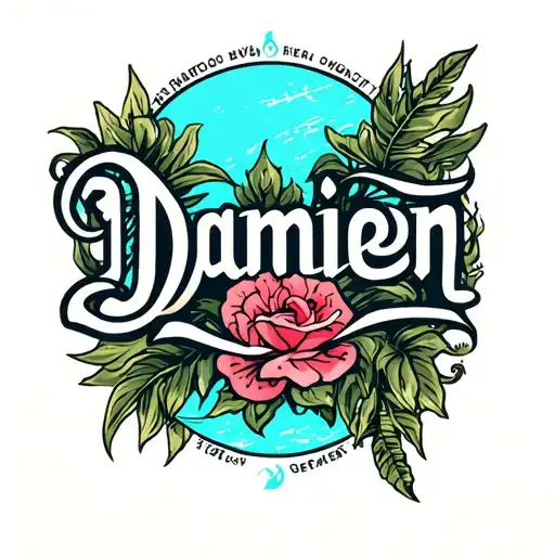 "Damien" cursive font west coast style tattoo design idea